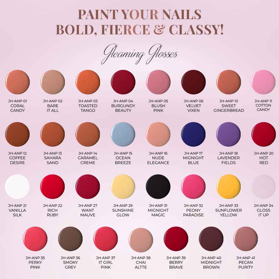 Just Herbs 12 Free Nail Paint | Rich Ruby-22 | Fun & Creative