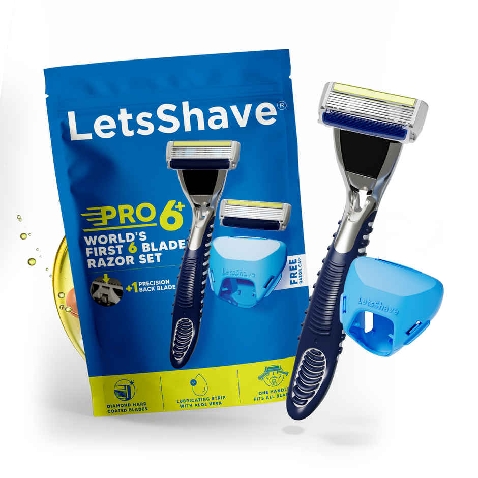LetsShave Pro 6 Plus Shaving Razor for Men | World's First 6 Blade & Precision Back Blade Setup