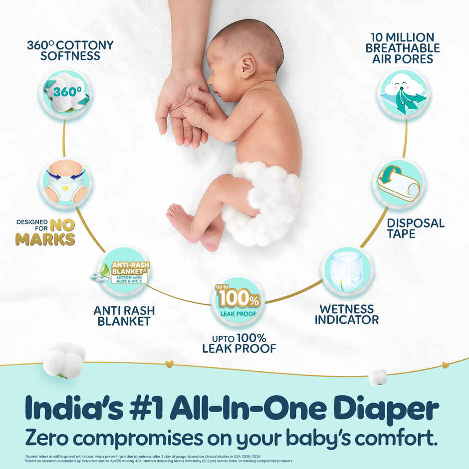 Pampers Premium Care Pants XS 30 | No Marks Design | India's Softest Diaper