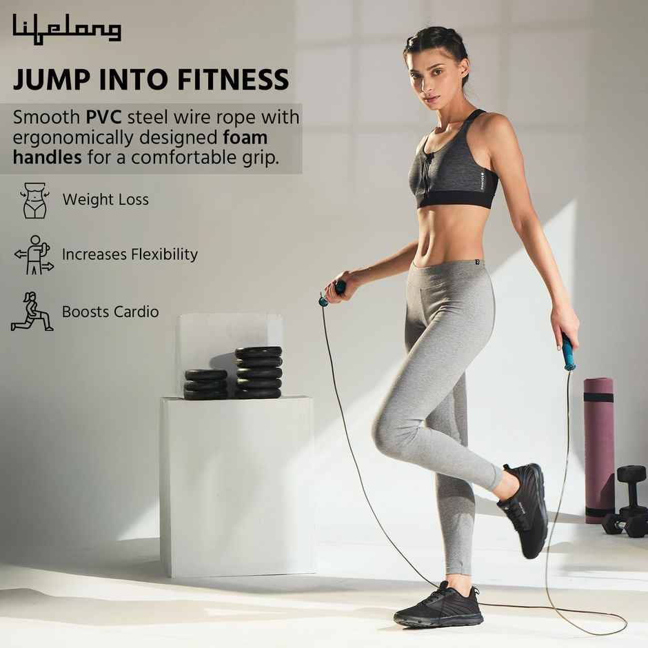 Lifelong (LLSR08) Skipping Rope For Exercise | Tangle-Free | 290cm - Blue