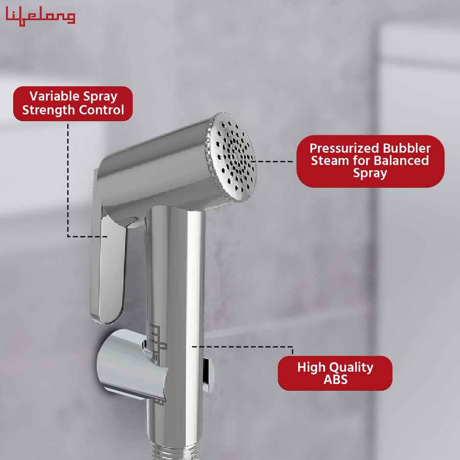 Lifelong Health Faucet Gun, Hand Jet Bidet Spray Head Abs Material 19 Chrome