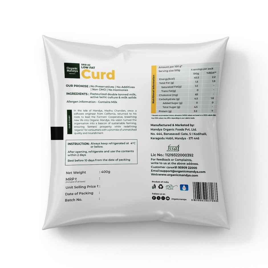 Organic Mandya Desi A2 Low Fat Curd Combo