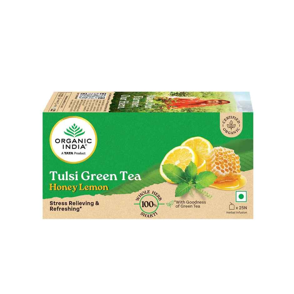 Organic India Tulsi Green Tea |Honey Lemon Herbal Infusion Bags