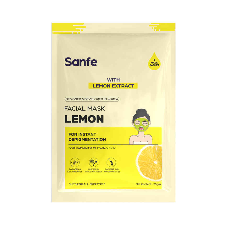 Sanfe Instant Depigmentation Lemon Facial Mask 100% Fruit Extracts, Korean Mask