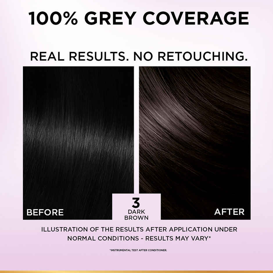 L'Oreal Paris New Excellence Creme Hair Color Mini Shade 3 Dark Brown | 20g + 20ml + 5ml + 5g