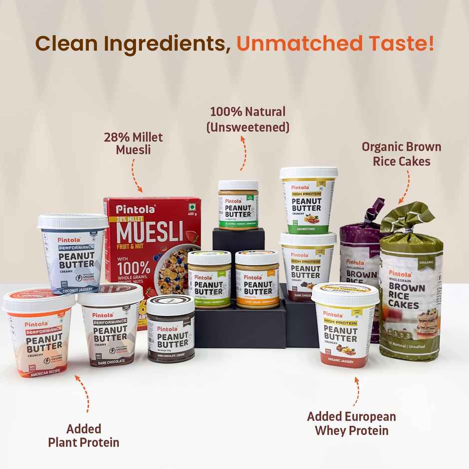 Pintola All Natural Peanut Butter, Extra Crunchy, Unsweetened, 30g Protein, Vegan, Gluten Free