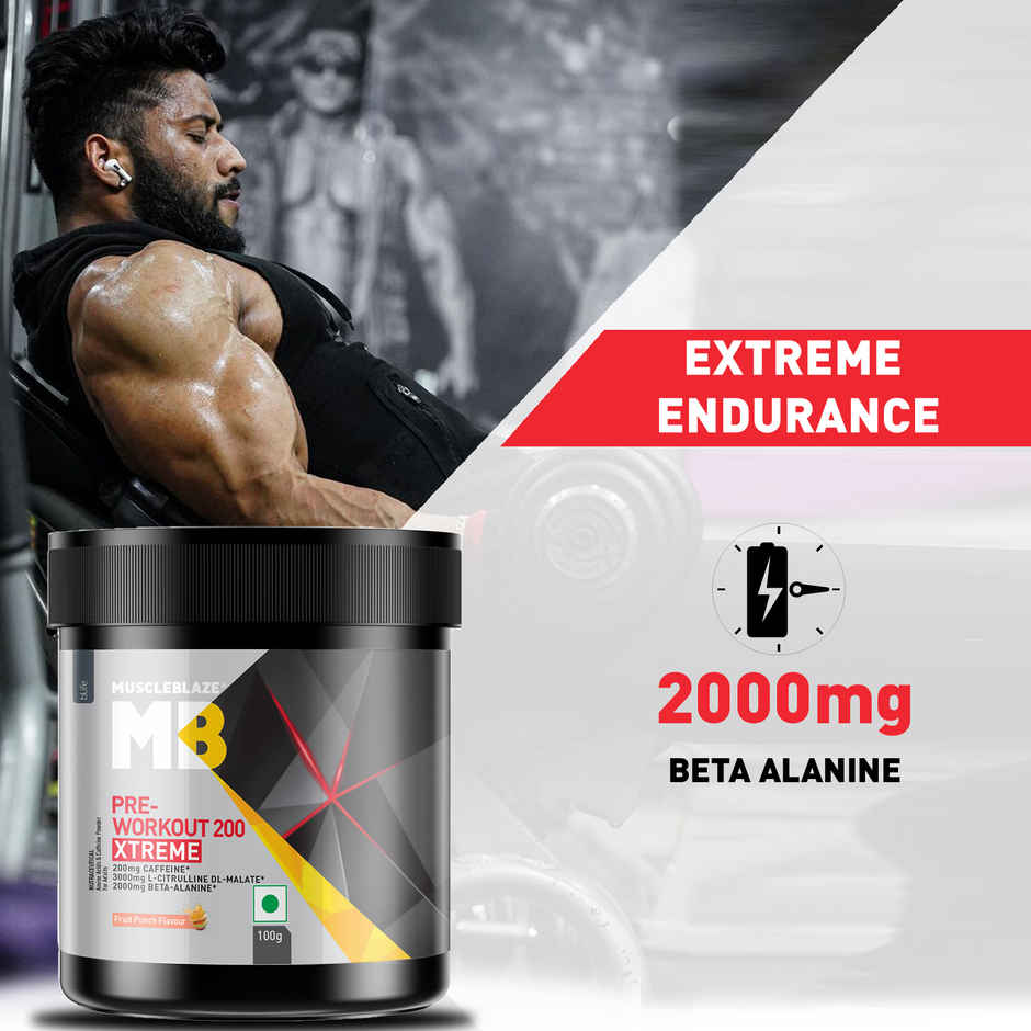 MuscleBlaze Pre Workout 200 Xtreme (Fruit Punch, 15 Servings)
