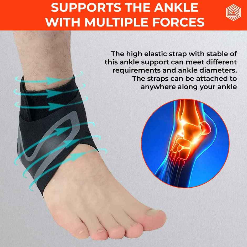 Boldfit Premium Ankle Support Compression Brace For Injuries, Ankle Protection Guard-Black - Right