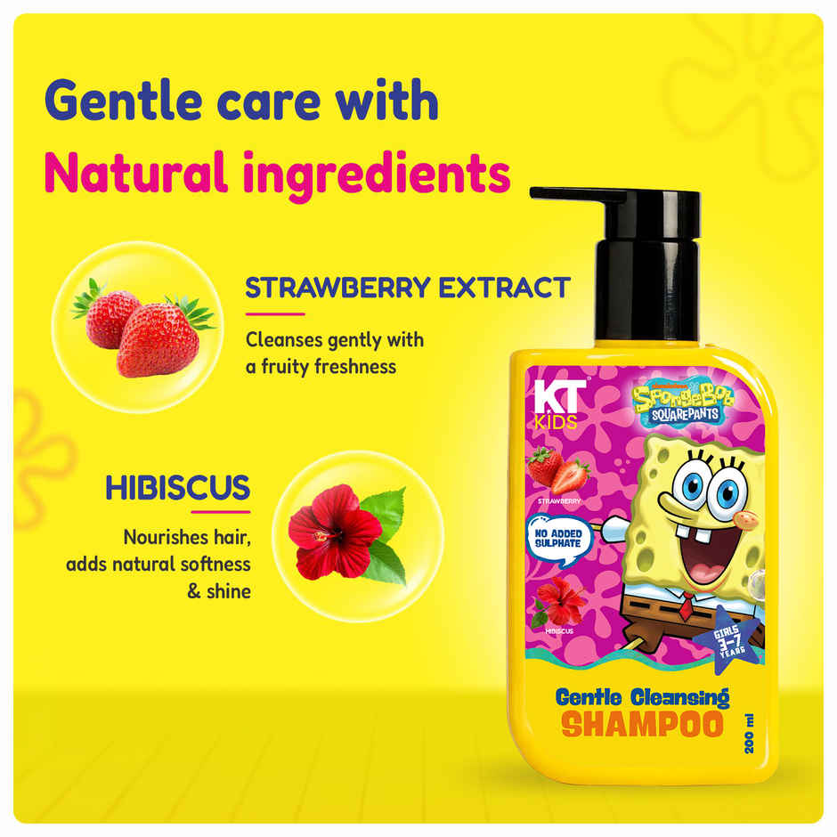 KT Kids Gentle Cleansing Shampoo Strawberry and Hibiscus For Girls 3 to 7 years 1 Pack