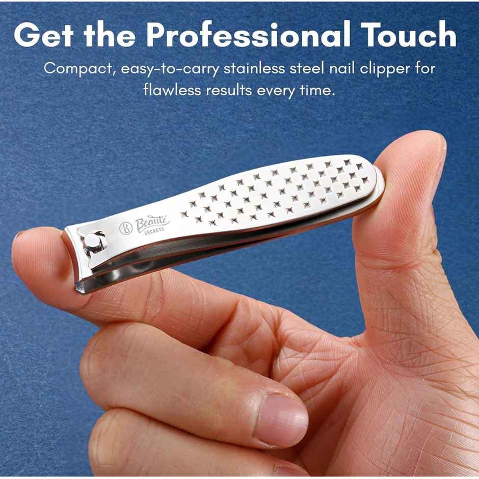 Beaute Secrets Professional Nail Clipper with Curved Blade for Trimming Grooming Silver