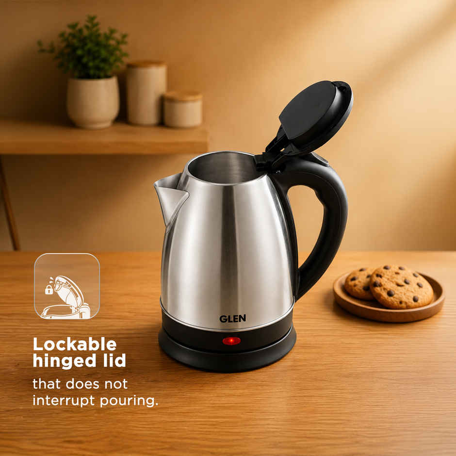 Glen 1500 Watt Electric Kettle Stainless Steel With 360 Degree Rotational Base 1.8 L, Silver (9002)