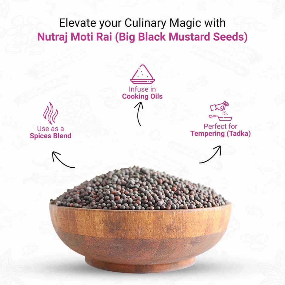Nutraj Classic Moti Rai | Big Black Mustard Seeds | Pouch