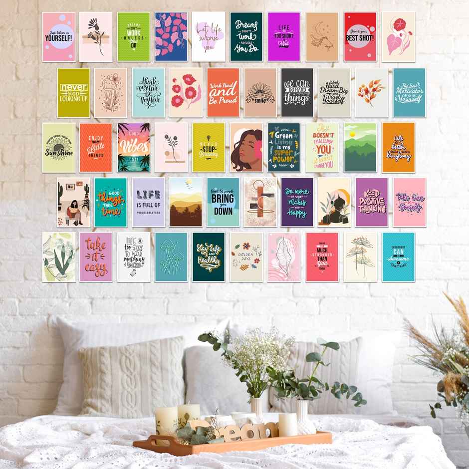 Paper Plane Design Women Empowerment Wall Posters Collage Pack of 50 (4 Inch X 6 Inch) D19