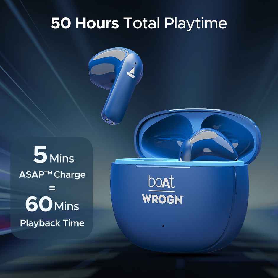 boAt Airdopes 118 Tws Earbuds W/ 50 Hrs Playback, Quad Mics Enx Tech & Beast Mode (Sapphire Blue)