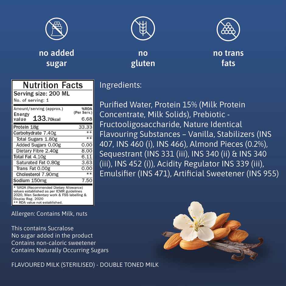 Phab Vanilla & Almond Milkshake 18g Protein Milkshake