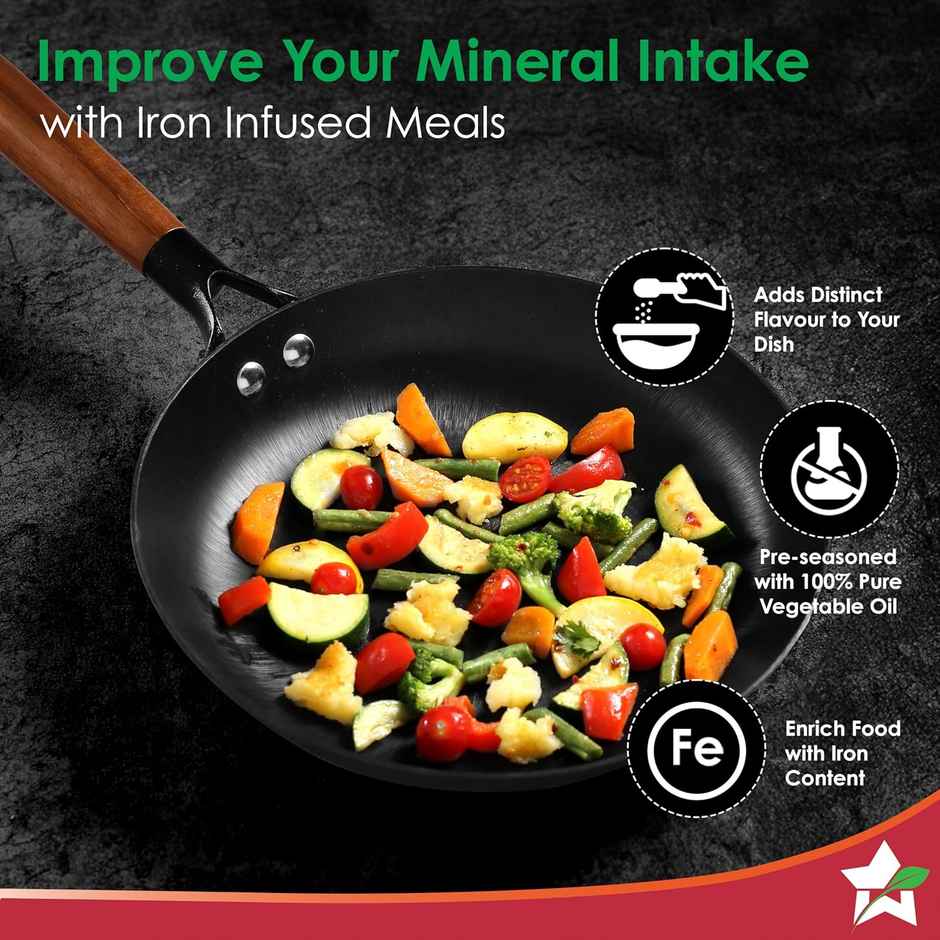 Wonderchef Pre-Seasoned Ferro Light 24Cm Cast Iron Fry Pan | 1.4L