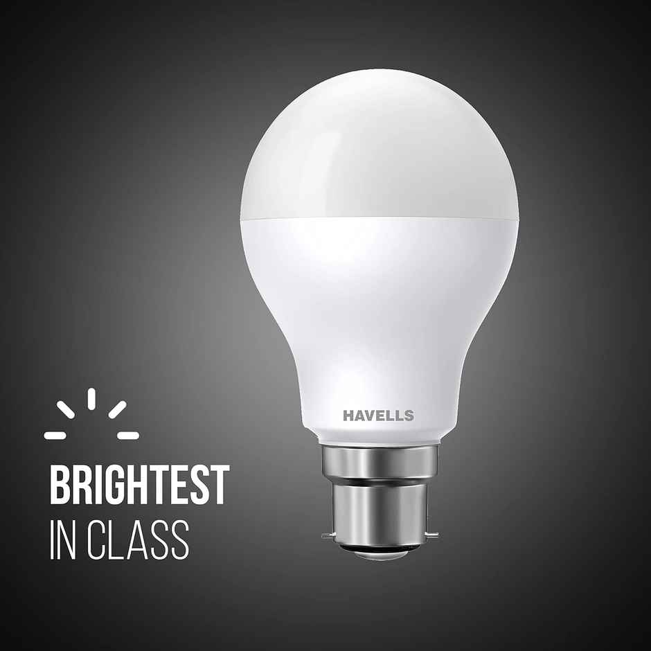 Havells 9W LED B22D Bulb, Upto 4KV Surge Protection, B22 Base Holder - Warm White (Yellowish)