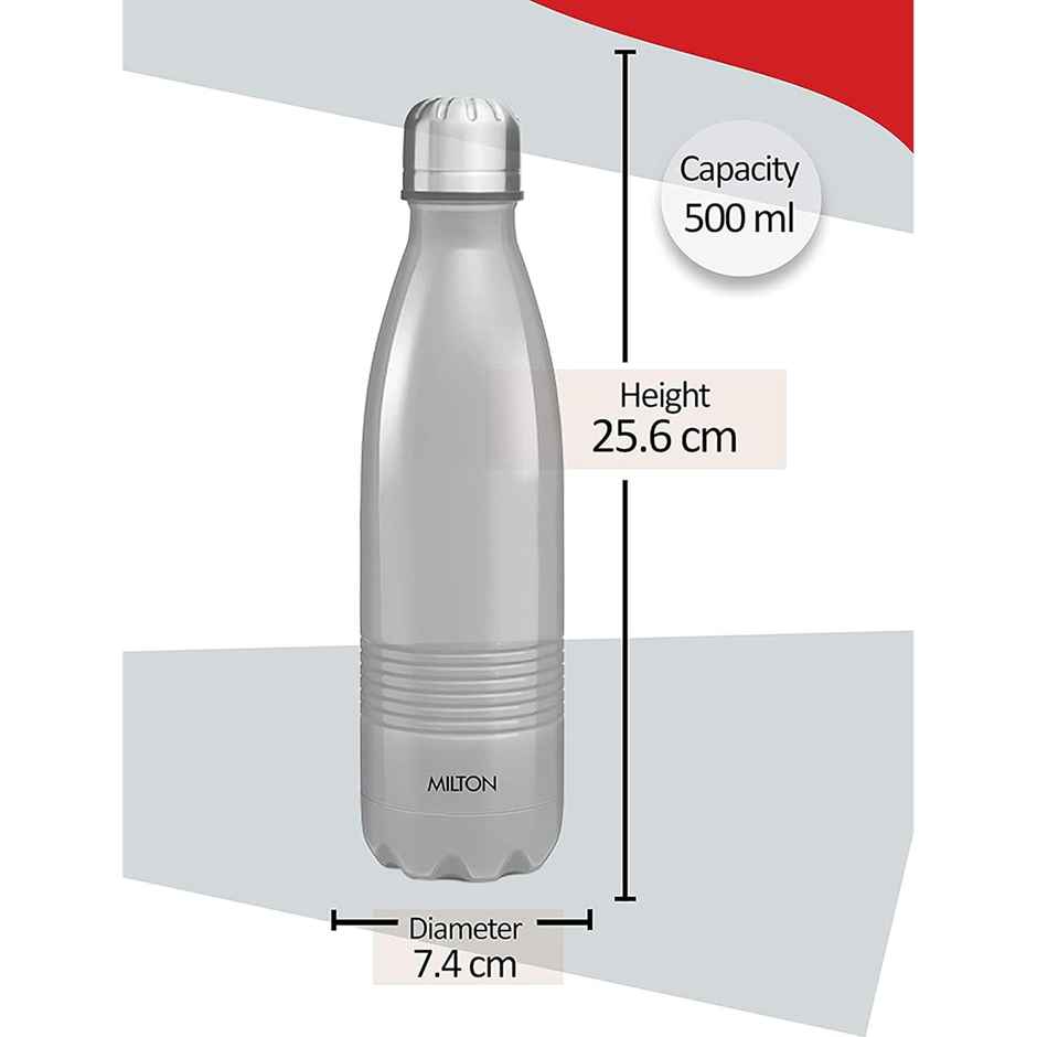 Milton Duo Dlx 500 Thermosteel Bottle | 500 ml Water Bottle | 24 Hours Hot And Cold | Silver