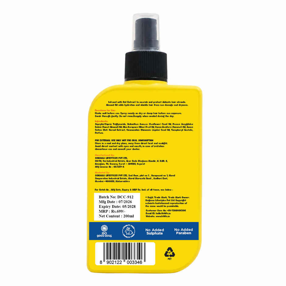KT Kids Moisturizing Sun Protection Hair Spray with Oat Extract & Almond Oil