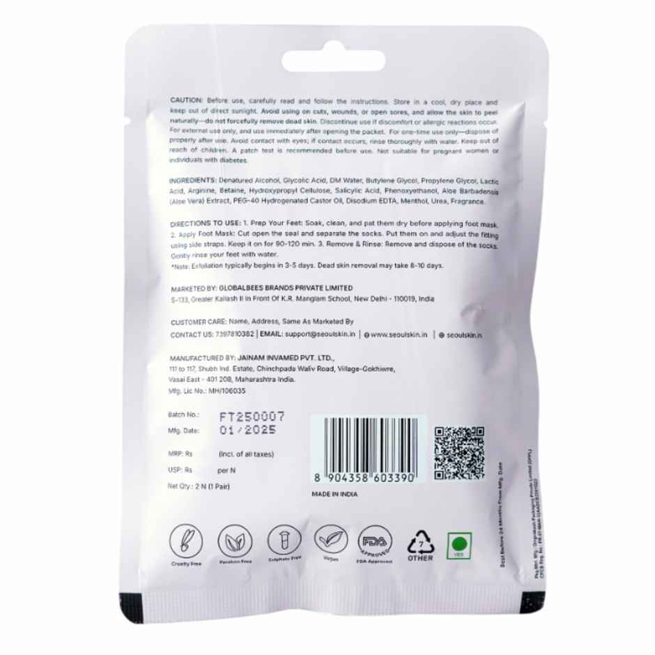SeoulSkin Glycolic Acid Foot Peeling Mask | Exfoliating Foot Peel | Dead Skin Removal