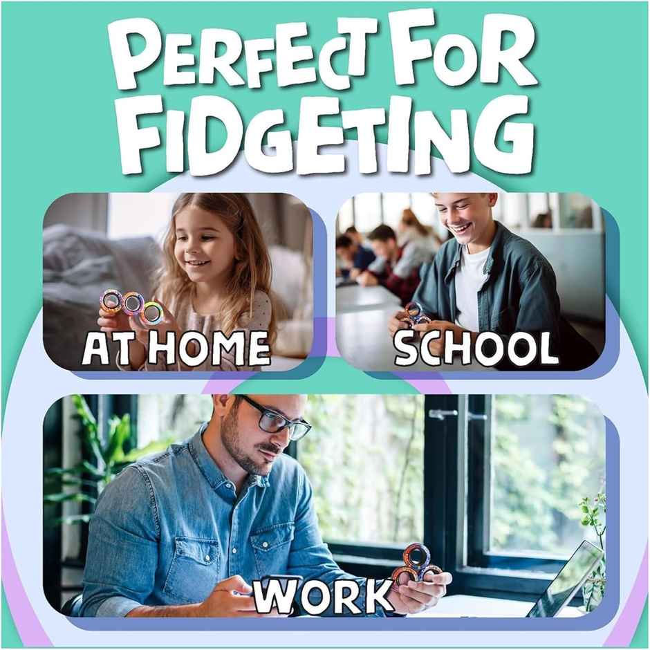Kidology Magnetic Fidget Toy Ring Fidget Spinner Rings Toy ADHD Therapy Toys Fidget Spinner