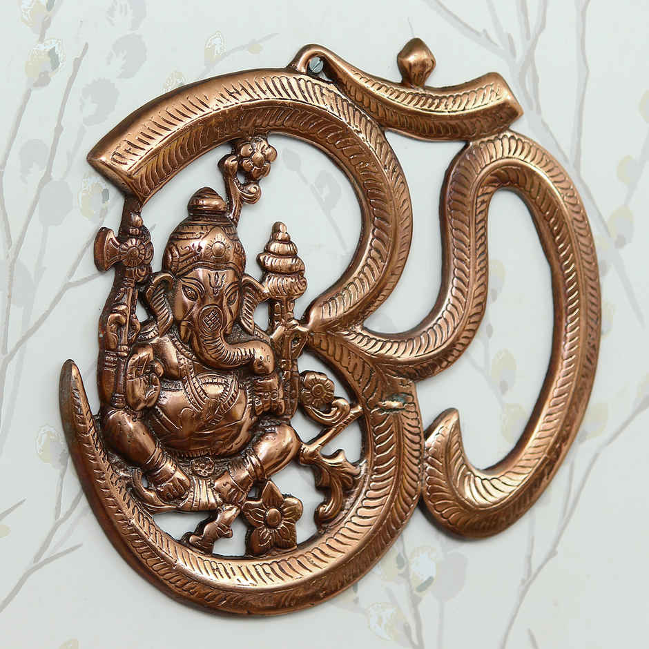 eCraftIndia Metal wall hanging of Lord Ganesha with Om