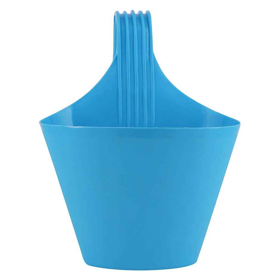 Nayra Plastic Railing Hanging Hook Pot Blue Color Indoor and Outdoor Hook Pots | Set of 5
