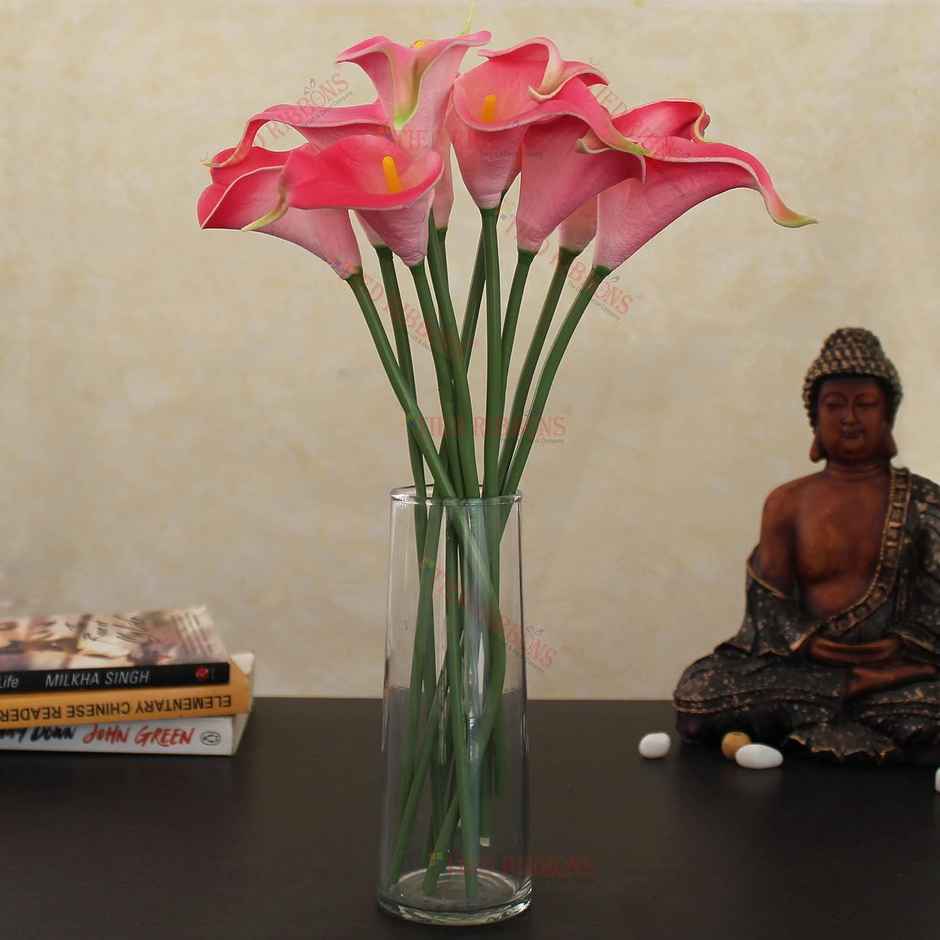 Tied Ribbons 10 Pcs Artificial Calla Lily Flowers Bunch