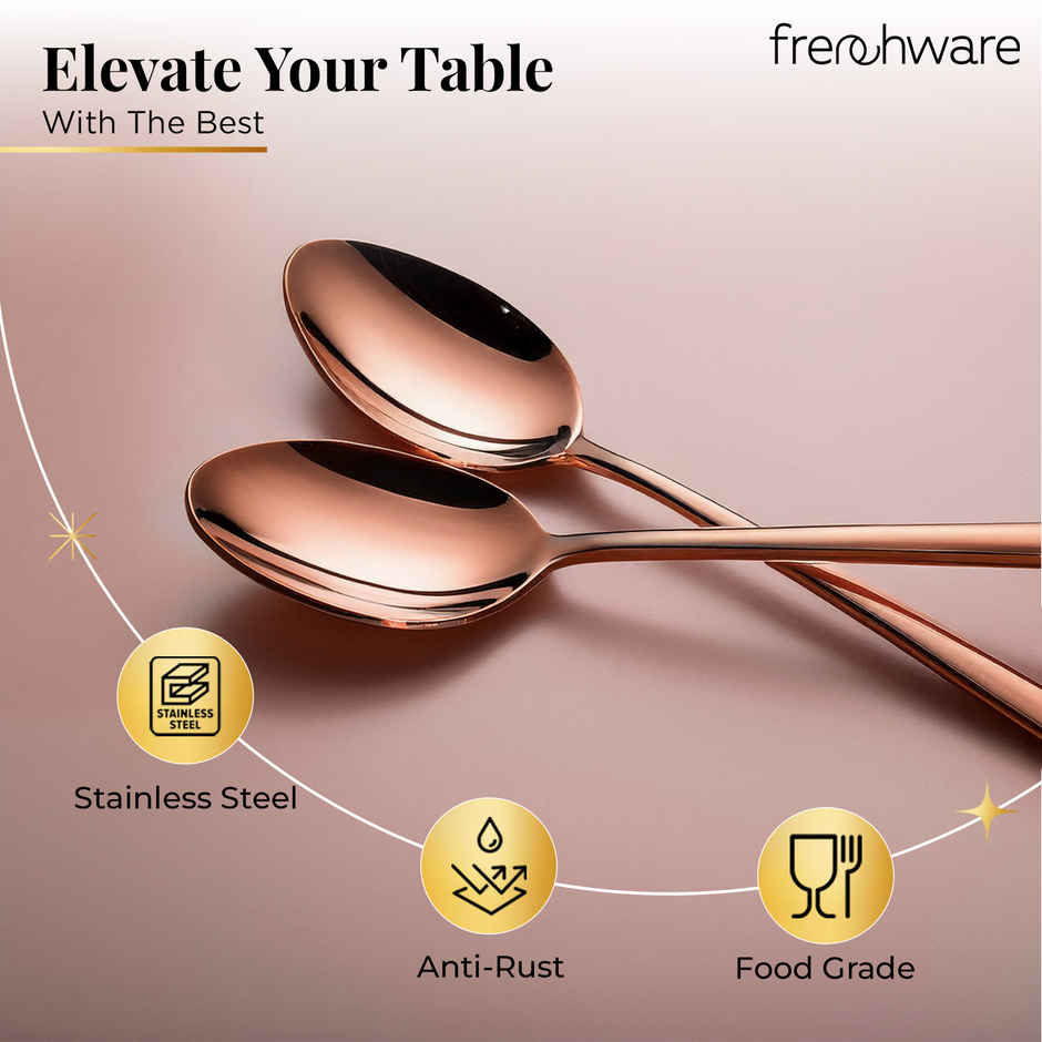 Frenchware Stainless Steel Spoon Set of 6 (Rose Gold Cutlery)