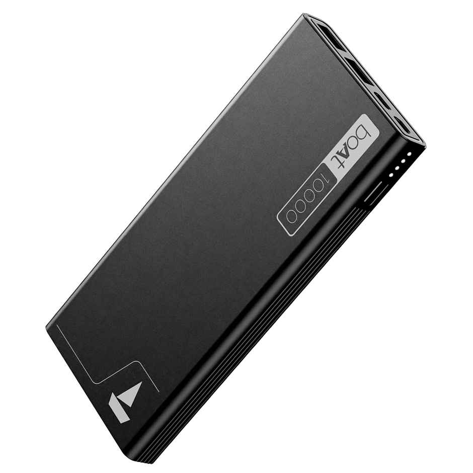 boAt Energyshroom PB300 Wired Powerbank with 10000mAh Battery, 22.5w Fast Charging, 12-Layer Smart IC Protection, LED Indicators and Aluminum Alloy Casing USB Type-C Input - Carbon Black