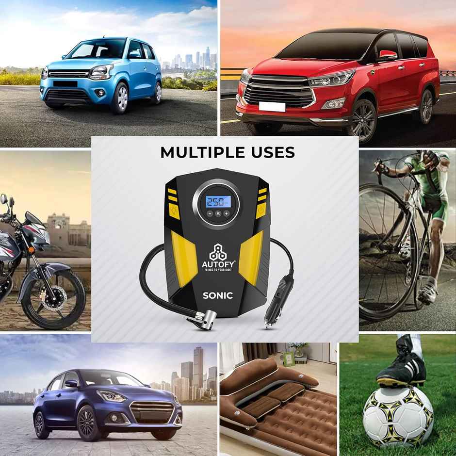 Autofy Sonic With Auto Cut Car Tyre Inflator 150Psi With Emergency Led | 120W-12V