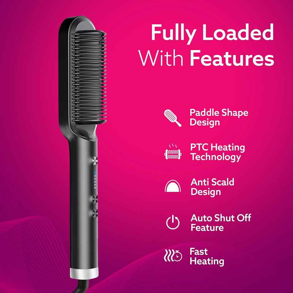 Agaro Hair Straightening Brush, Hair Straightening Comb For Women Ionic Care, 5 Heat Settings