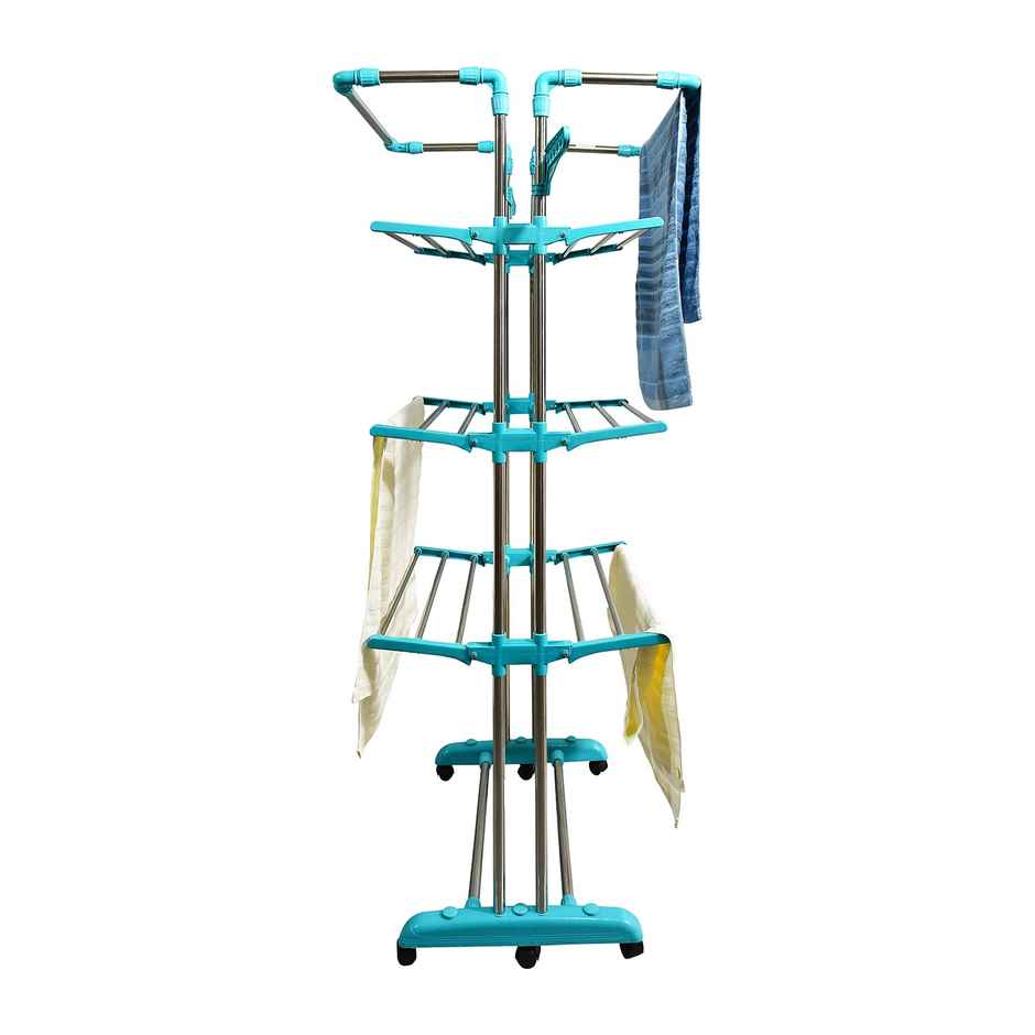 Cipla Plast Stainless Steel With Co-Polymer Strong & Heavy King Jumbo Cloth Dryer Stand | Green