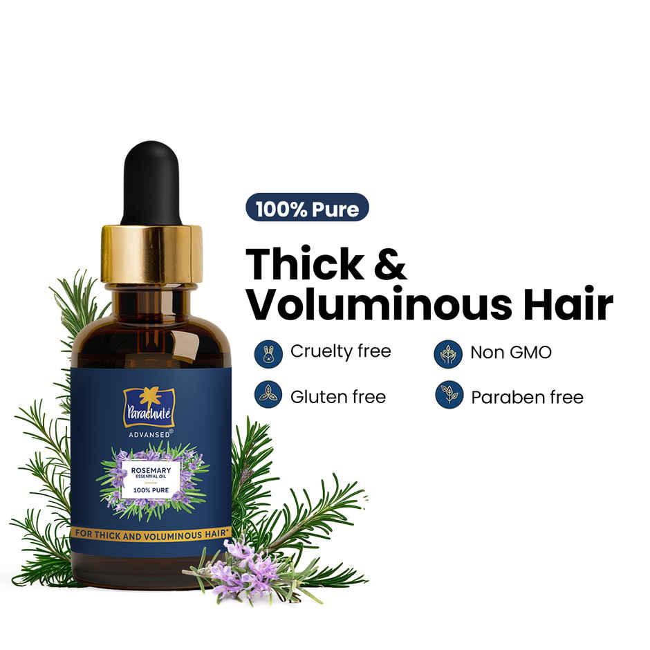 Parachute Advansed Rosemary Essential Oil | 100% Pure | For Thick & Voluminous Hair