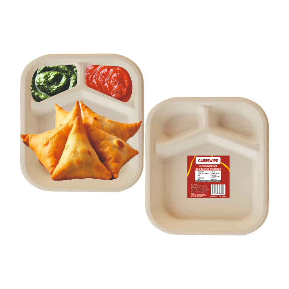 Disposable Plate | Meal Tray | 3 Compartment | Careswipe