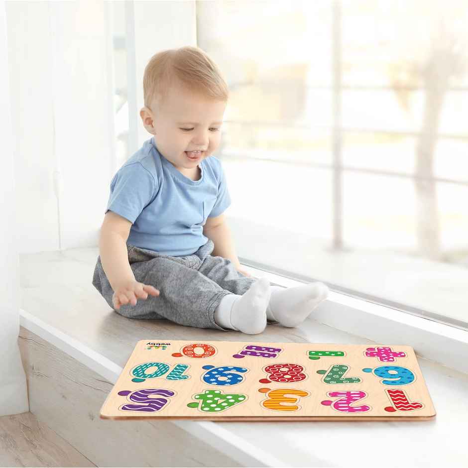Webby Wooden Counting Numbers Montessori Educational Pre-School Puzzle Toy
