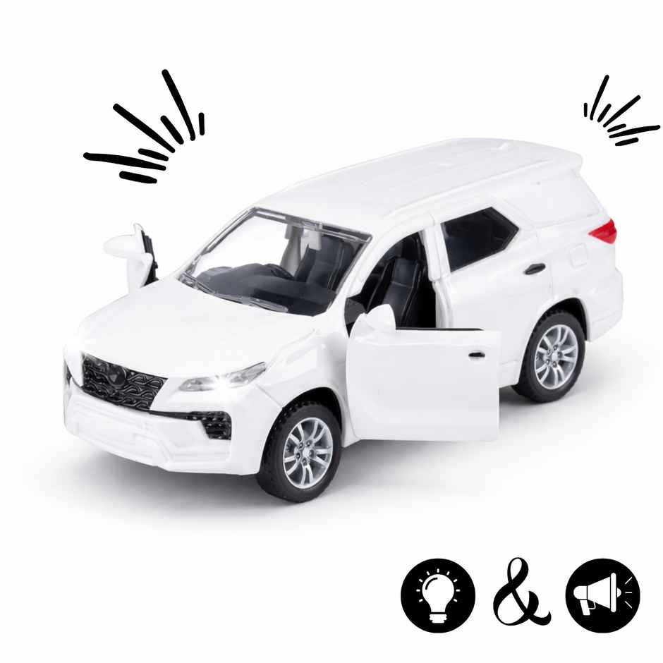 Race n Roll Light & Sound Elite Cruiser SUV Toy Car Pull back Action Fortu White