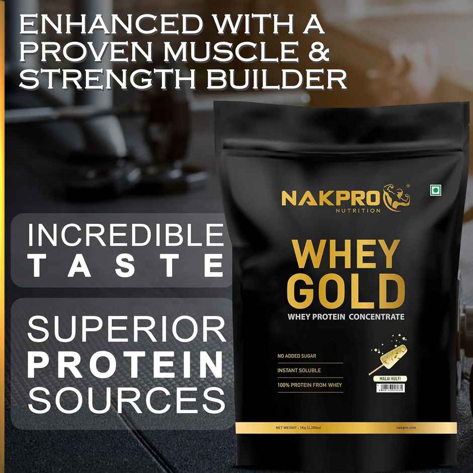 Nakpro Gold Whey Protein Concentrate Malai Kulfi 25.5G Protein 5.6G Bcaa