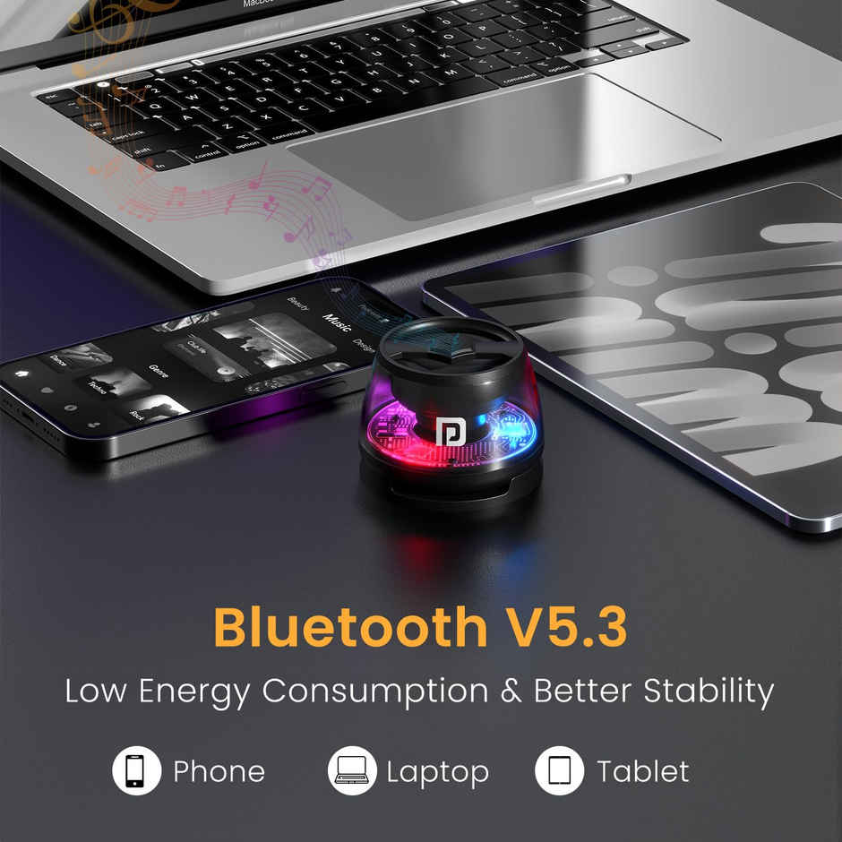 Portronics Nadya 6W Magnetic Bluetooth Speaker with MagSafe Mobile Stand, 4H Playtime | Black