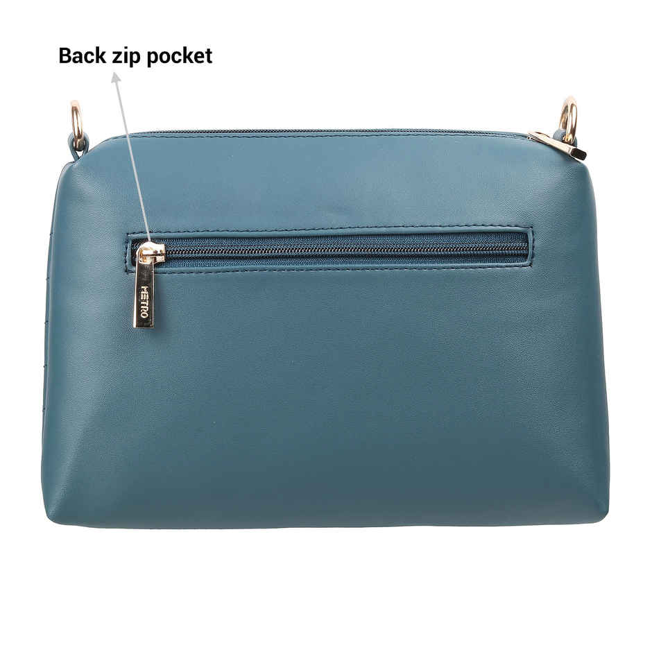 Metro Women's Textured PU 1.5 L Sling Bag | Blue - M