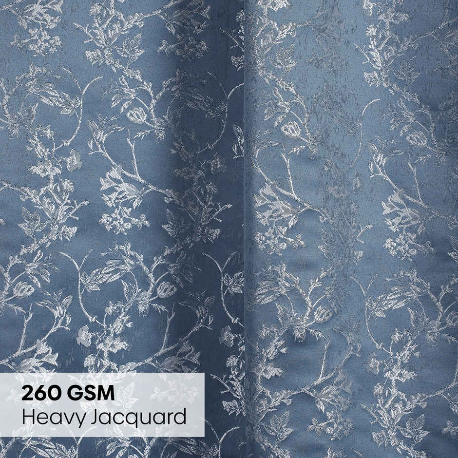 Haus & Kinder Polyester Jacquard Evening Grace Door Curtain | Blue