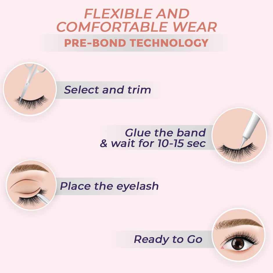 Sanfe Instant Star Lashes False Eyelash Long Lasting Natural Look With Glue 3 Pairs