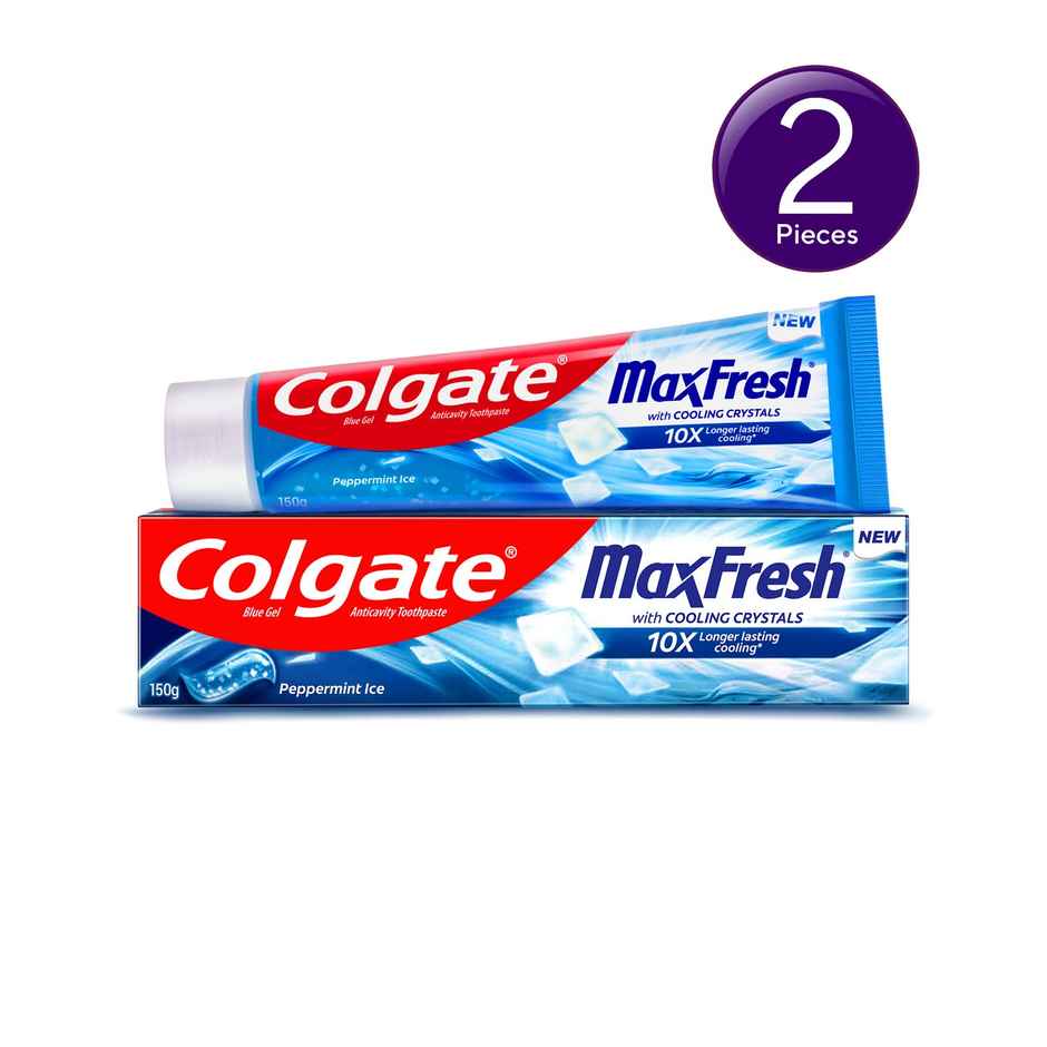 Colgate MaxFresh Toothpaste, Blue Gel Paste with Menthol for Super Fresh Breath (Peppermint Ice) Combo 