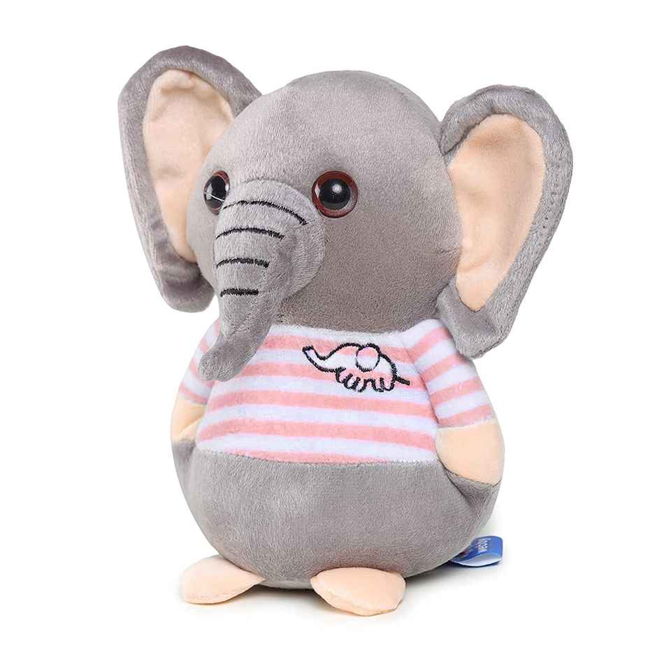 Webby Soft Animal Plush Elephant Toy | 20cm | Grey - Pink