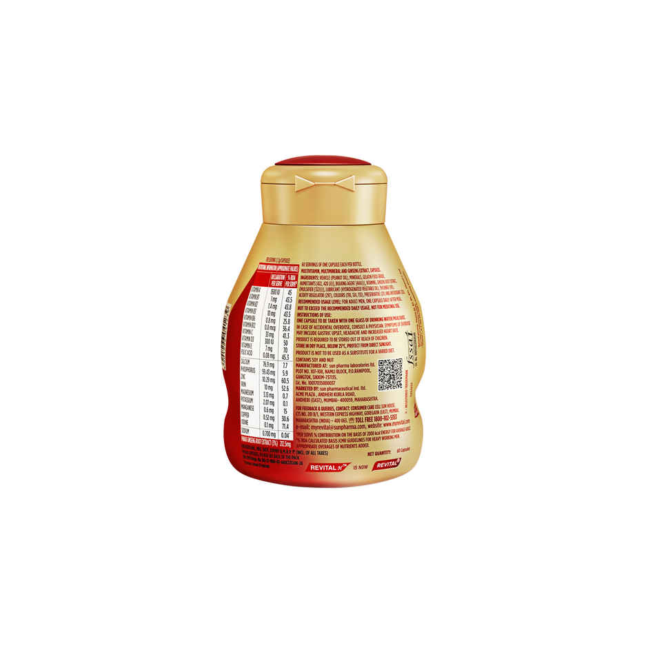 Revital Men Multivitamin with Calcium & Ginseng for Immunity, Strong Bones & Energy (60 Capsules)