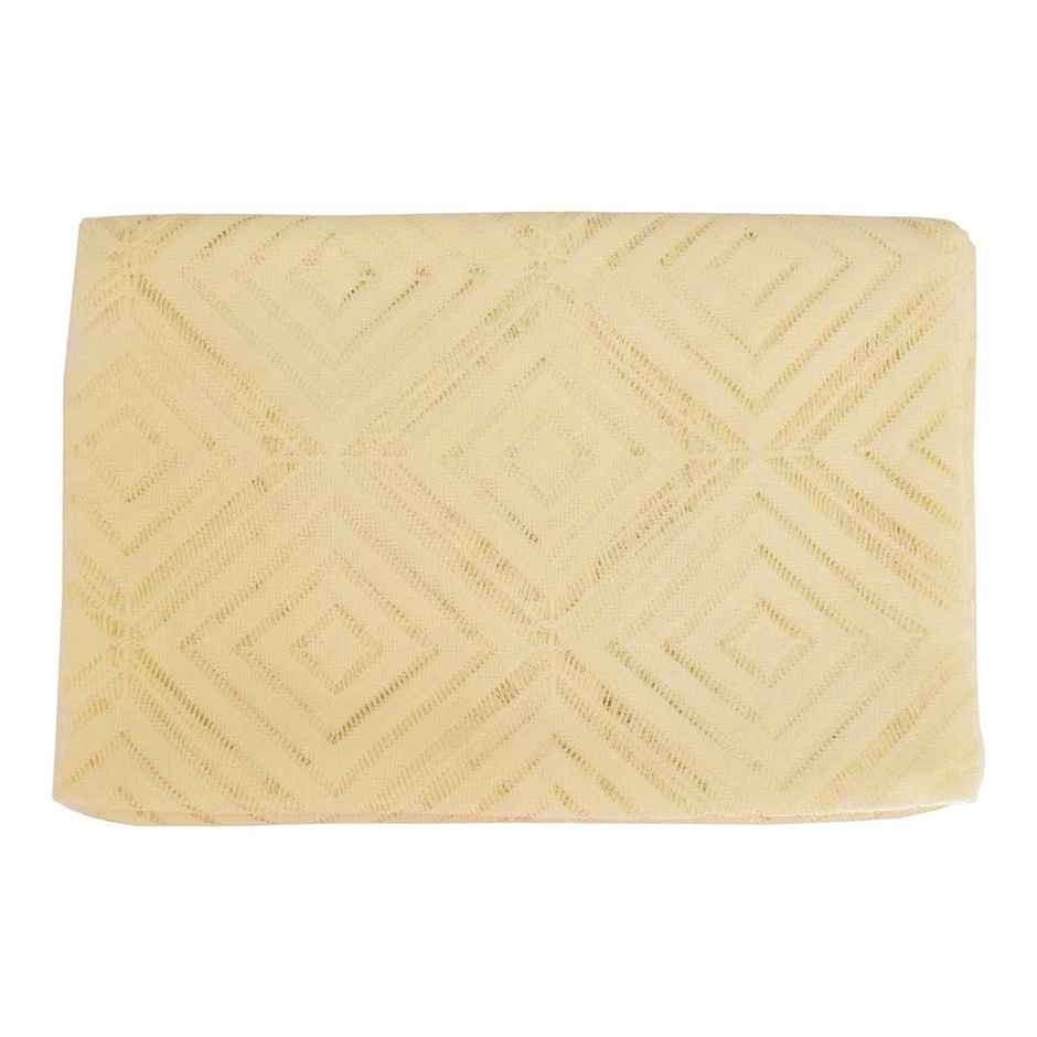 Kuber Industries Argyle Printed Rectangular Cotton 4 Seater Center Table Cover (Cream)-44KM023
