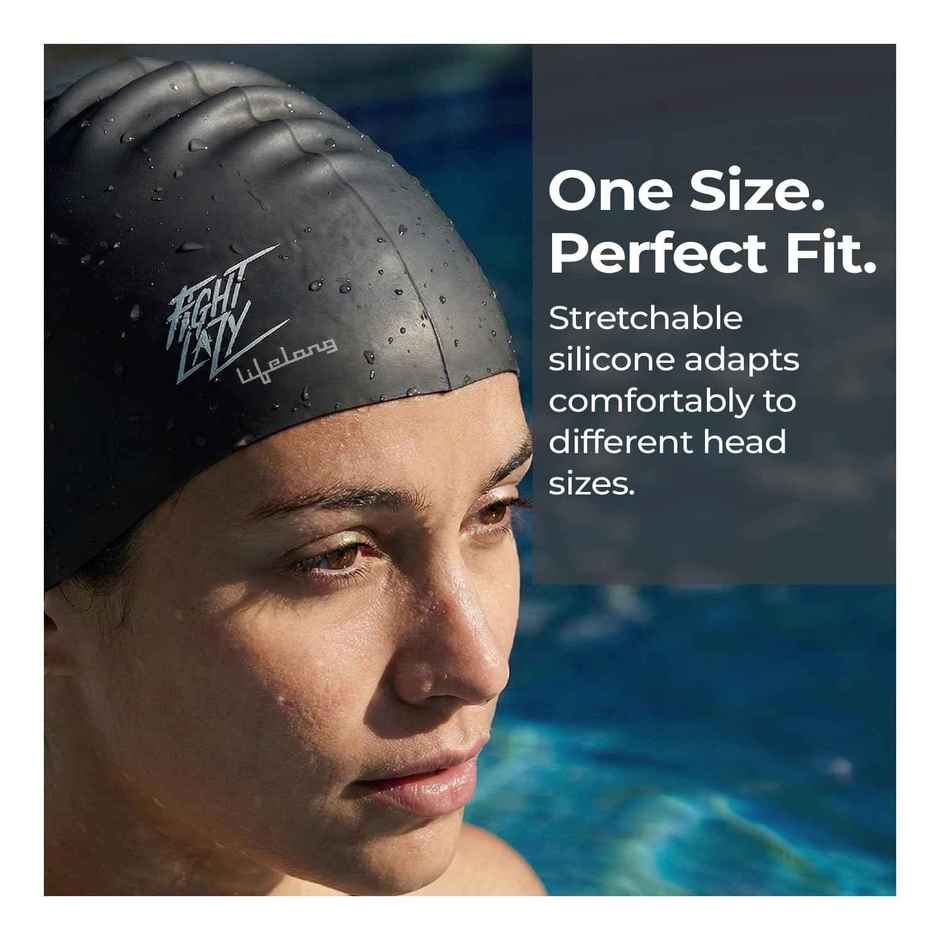Lifelong Women's Silicone Swimming Cap | Black