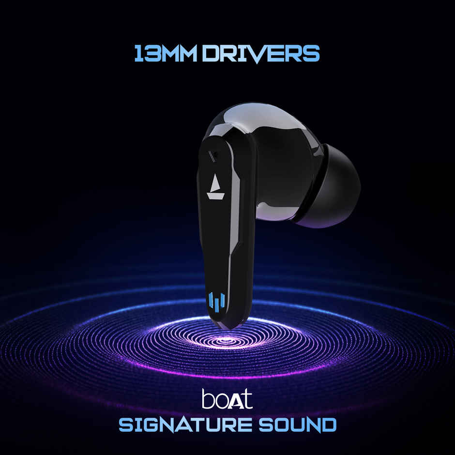 boAt Immortal 161 TWS Earbuds w/ Beast Mode(40ms Low Latency), 40 HRS Playback & 13mm Drivers Bluetooth - Black Sabre