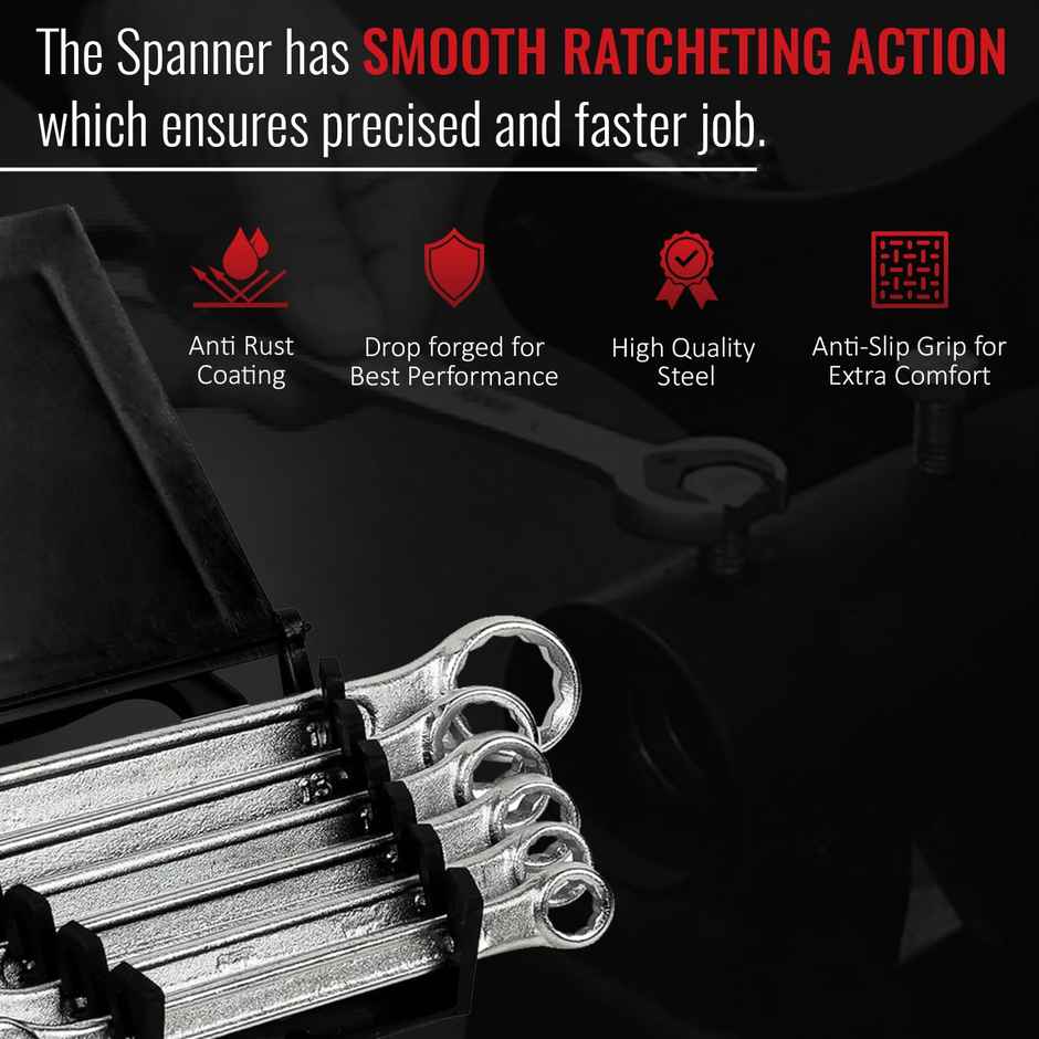 Spartan Carbon Steel Combination Spanner Set/Wrench Set/Tool Kit Multipurpose