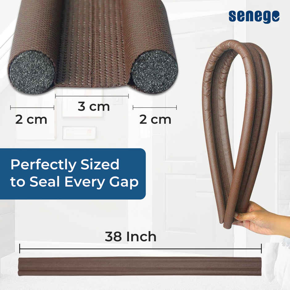 Senego Door Guard Bottom Seal Strip 38 Inch for Noise, Dust & Insect Blocker Door Gap Filler | Brown